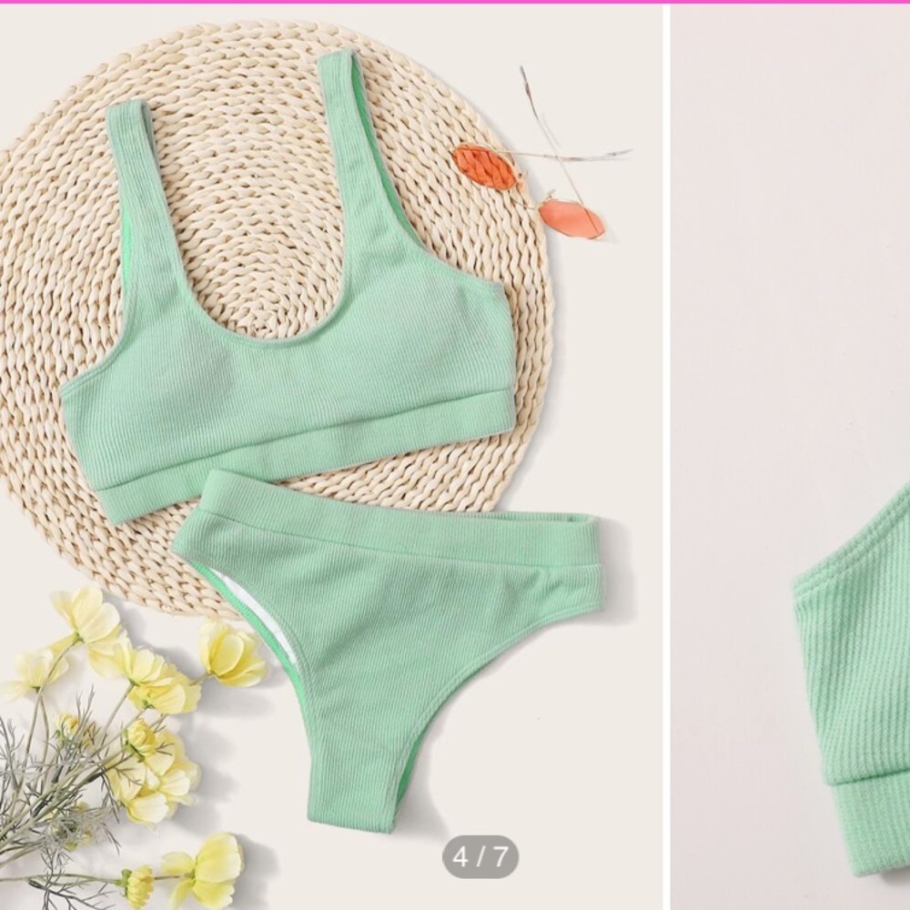 SHEIN Rib High Waisted Bikini Swimsuit